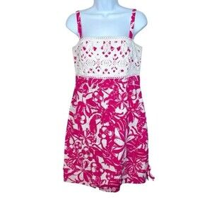 Lilly Pulitzer Dress Jubilee Coronado Pink Lobster Crochet Size 8